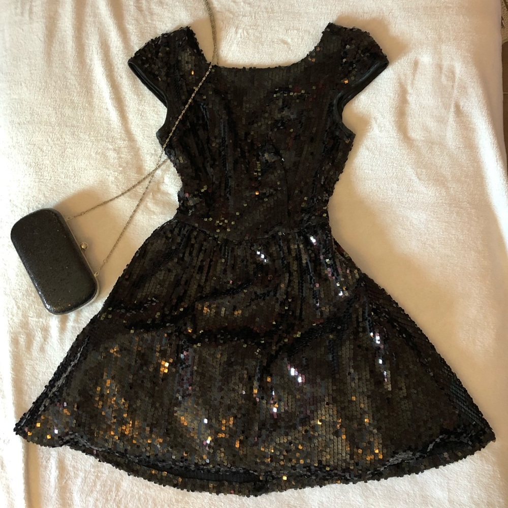 B Darlin Black Sequin Mini Dress